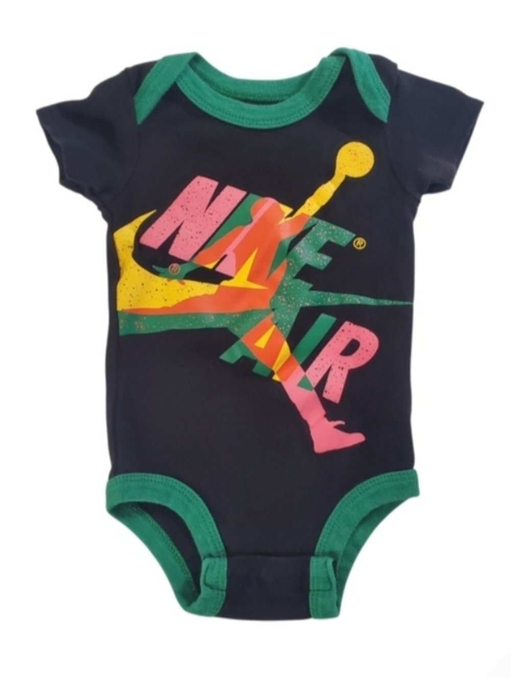 K1367 * Nike Jordan Boys Graphic Bodysuit Black Green Size 0/6M